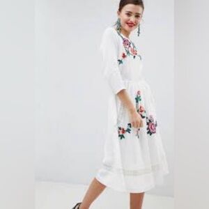 ASOS | premium lace embroidery mini dress with open back | size 6